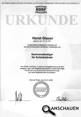 Sachverständiger für Schießstände - Horst Glaser